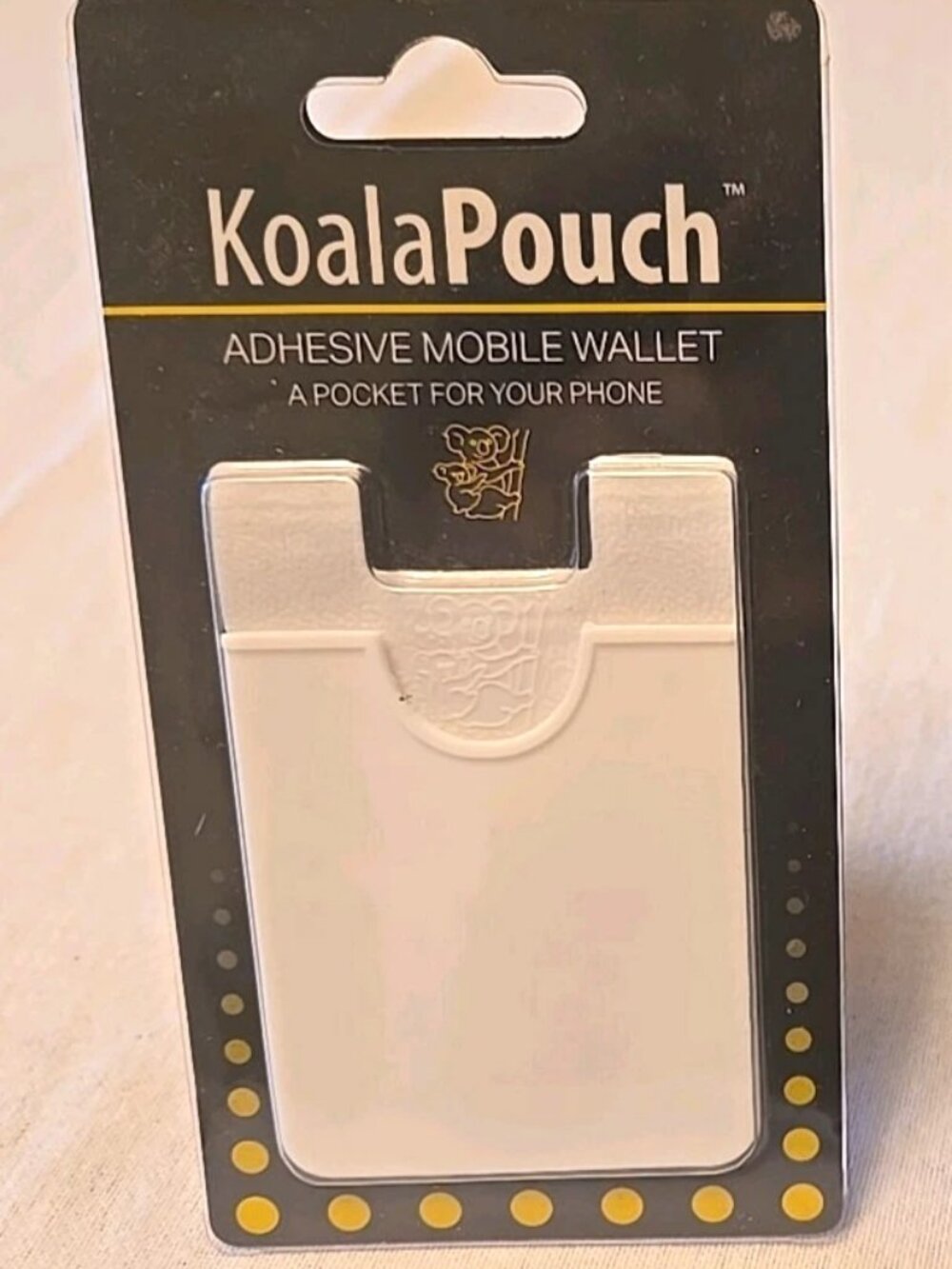 KOALA POUCH Adhesive Mobile Smartphone Wallet Credit Card Holder - White. NEW